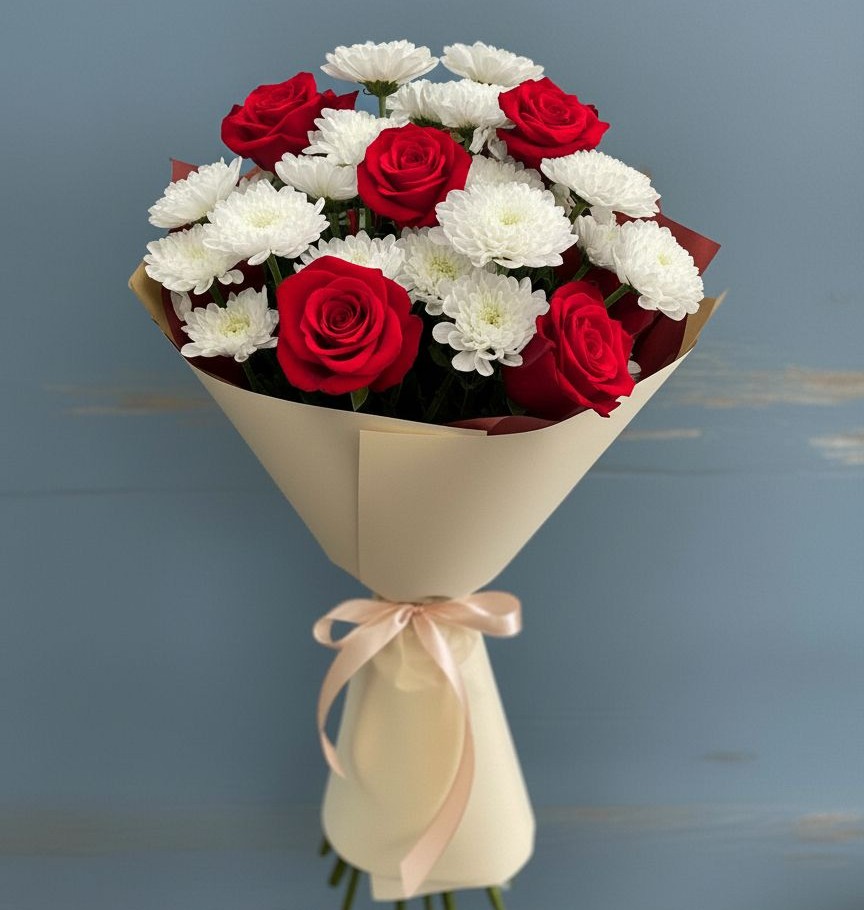 Букет цветов из: Розы и Хризантемы в Избербаше