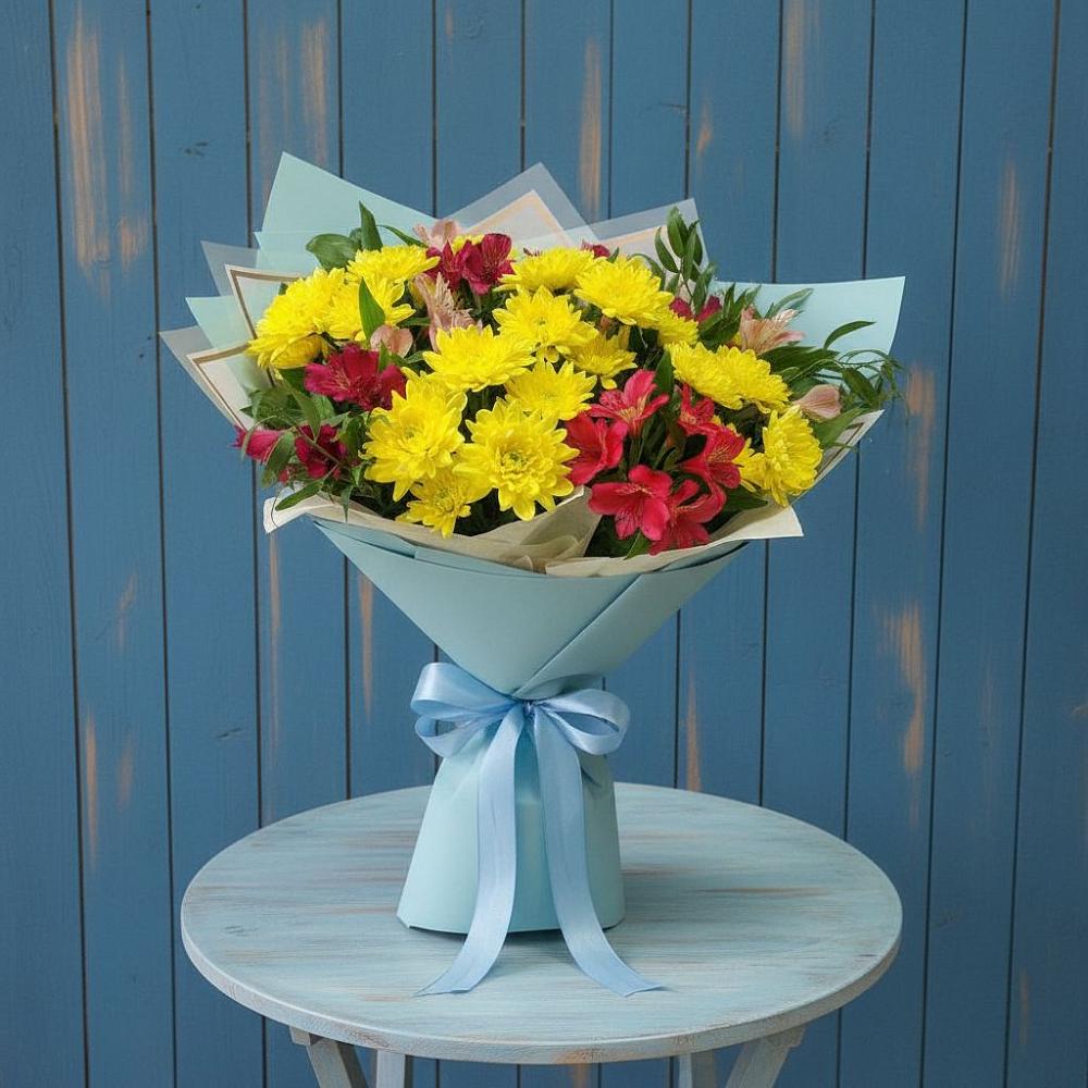 Букет цветов из: Альстромерии и Хризантемы в Избербаше