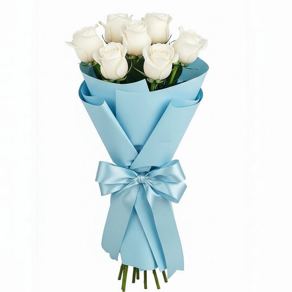 Букет 7 белых роз Проуд в Избербаше