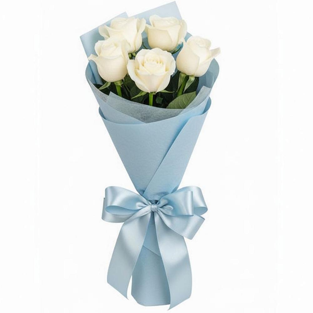 Букет 5 Белых роз Проуд в Избербаше