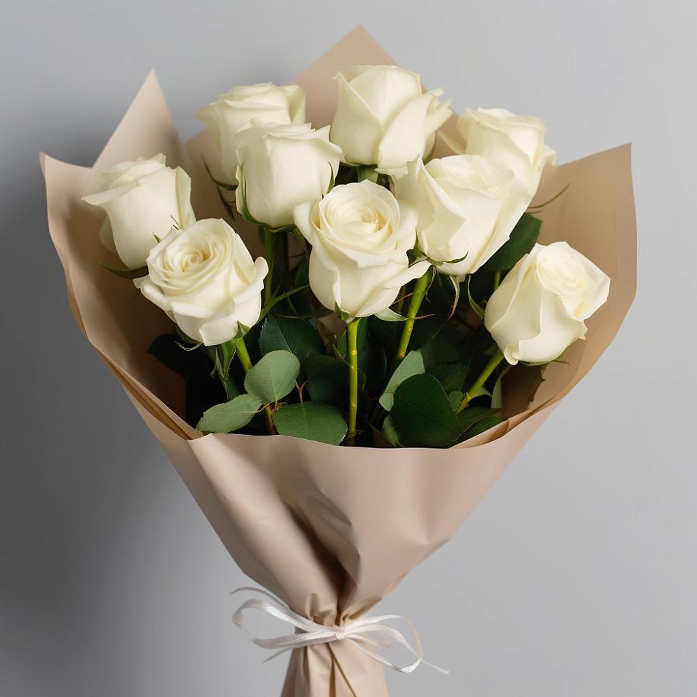 Букет 9 Белых роз Эдлесс Лав в Избербаше