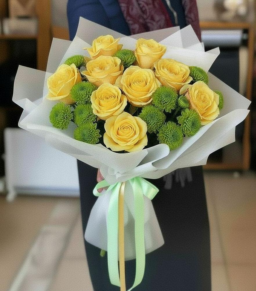 Букет цветов из: Хризантемы и Розы в Избербаше