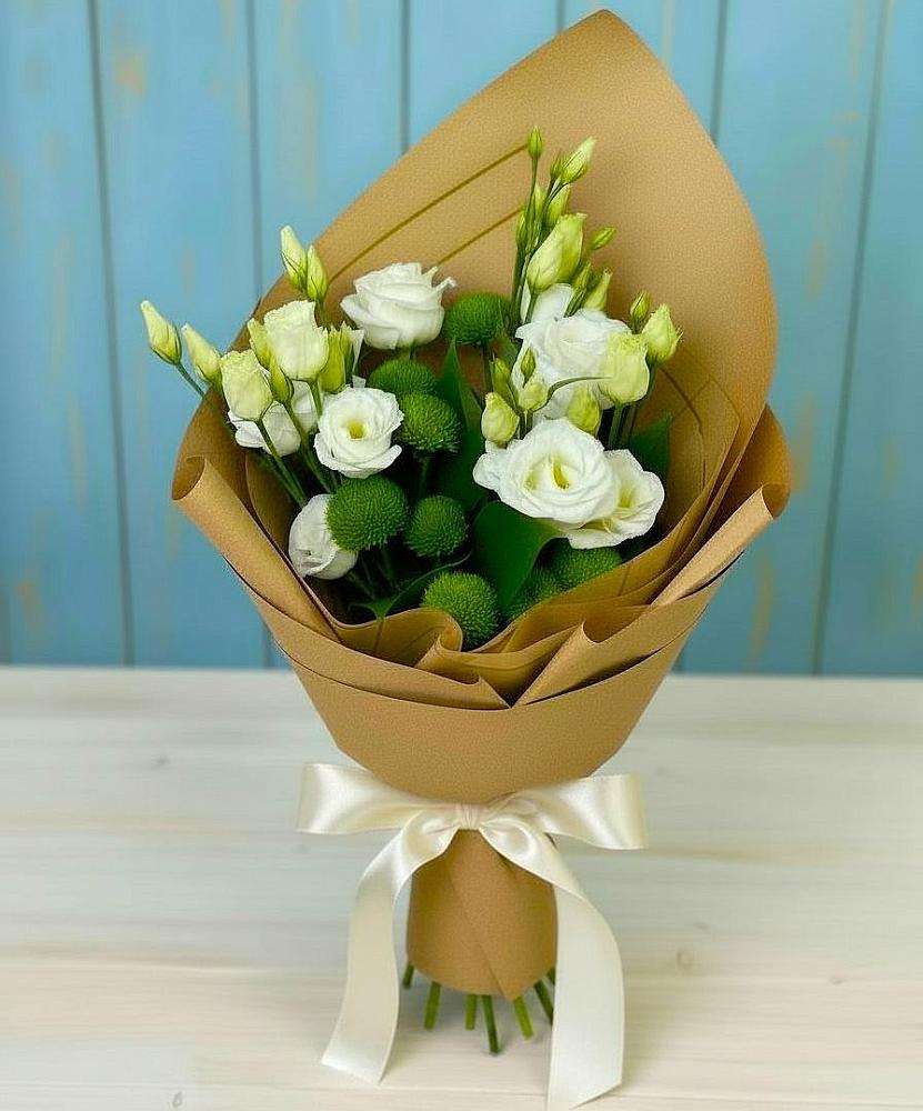 Букет цветов из: Хризантемы и Лизиантусы в Избербаше