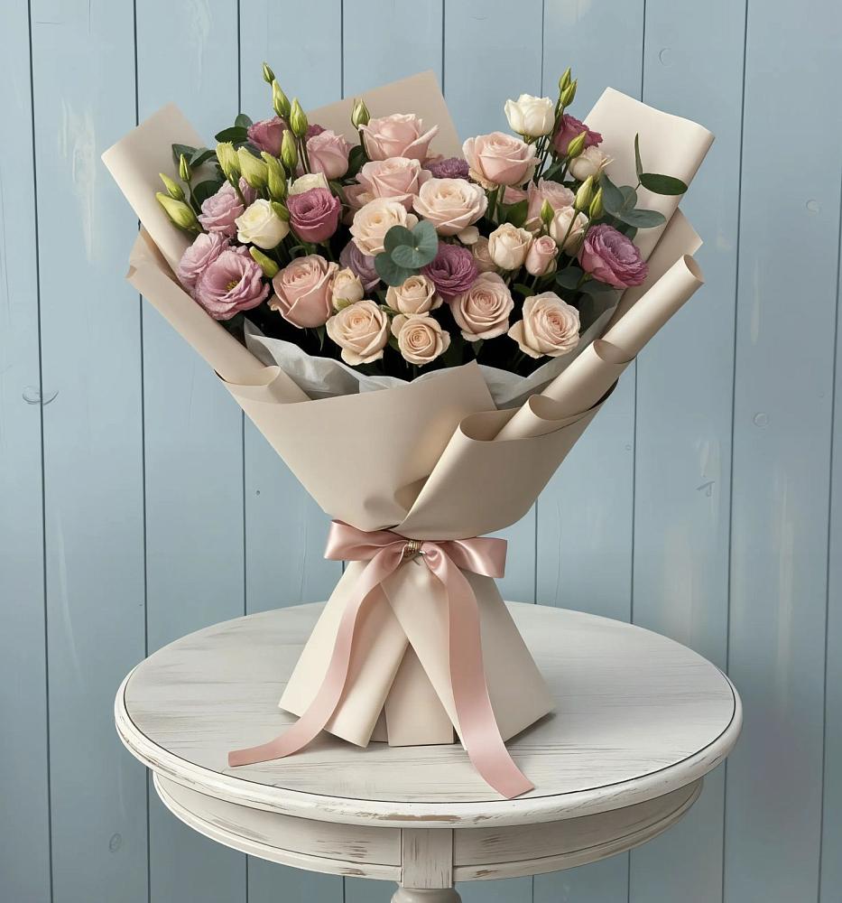 Букет цветов из: Розы и Лизиантусы в Избербаше