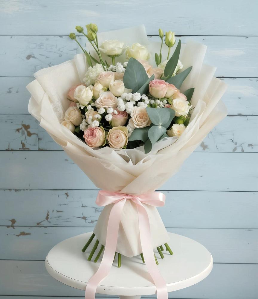 Букет цветов из: Розы и Лизиантусы в Избербаше